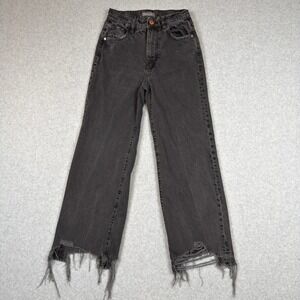 DL1961 Hepburn Wide Leg High Rise Vintage Jeans Black Distressed Size 23